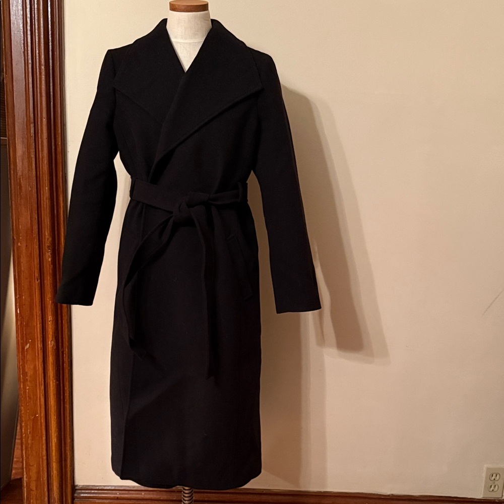 J. Crew Black Wrap wool blend Coat for Women